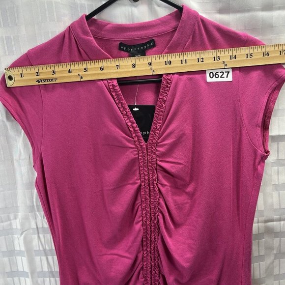 Apostrophe Women's Top Size M Color Pink Fuchsia Cap Sleeve - Picture 3 of 11